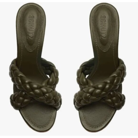 SCHUTZ Cicely Sandal in Military Green Size 7.5 - Picture 2 of 6